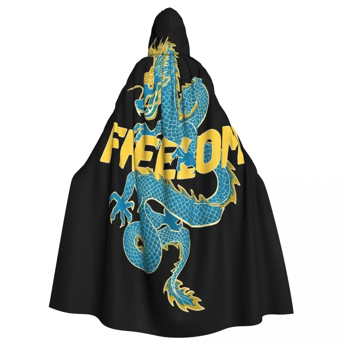 Hooded Cloak Polyester Unisex Witch Cape Costume Accessory Blue Dragon Freedom Elf Purim