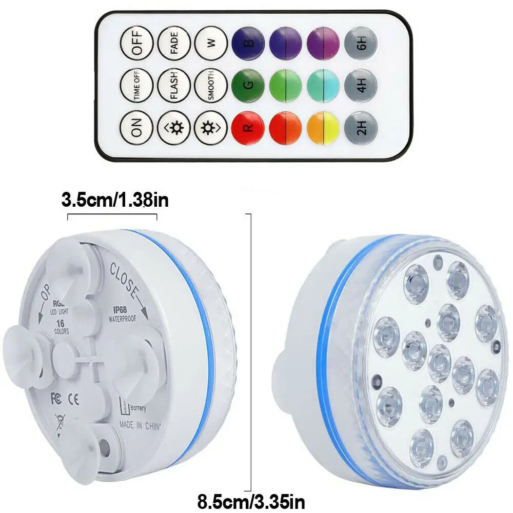 2022 New LED Submersible Pool Lamp Remote Control Outdoor Fish Tank  Underwater Atmosphere Lighting IP68 Waterproof Night Lights