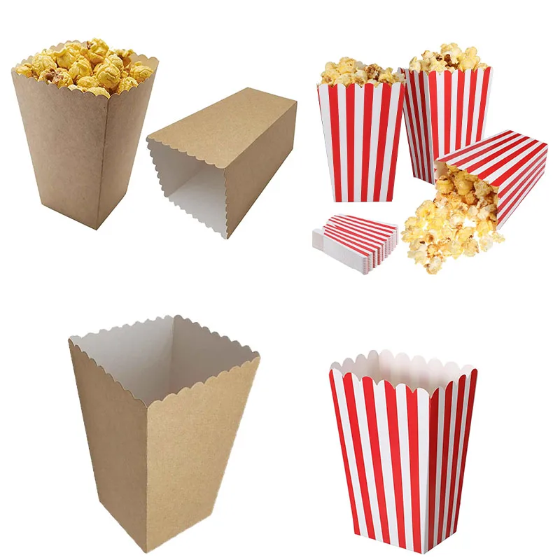 12 عبوة من حاويات الفشار الورقية الصديقة للبيئة، صندوق حلوى لحفلات الزفاف وأعياد الميلاد، مستلزمات زينة للاحتفال بالأطفال