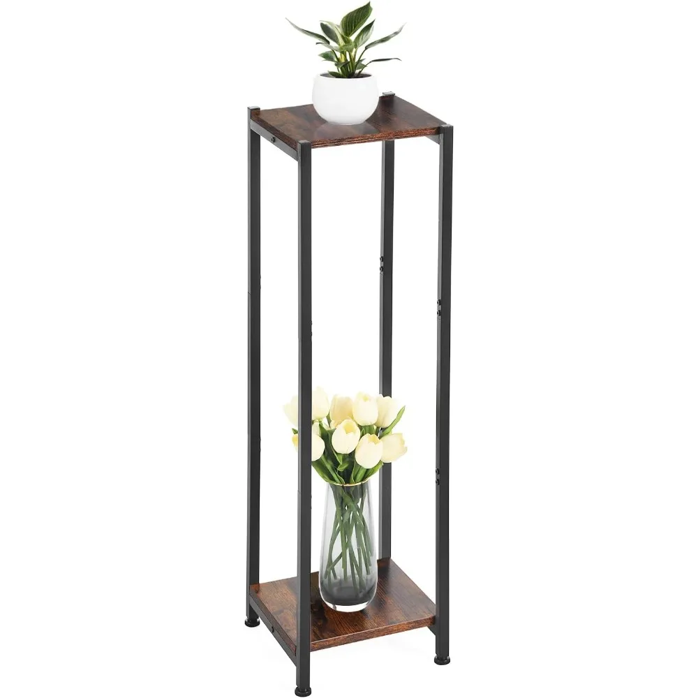 

Extra Tall Plant Stand Indoor,40 Inch Plant Stands,2 Tier Metal Plant Stand with Heavy Duty Wood,Rustic Brown and Black