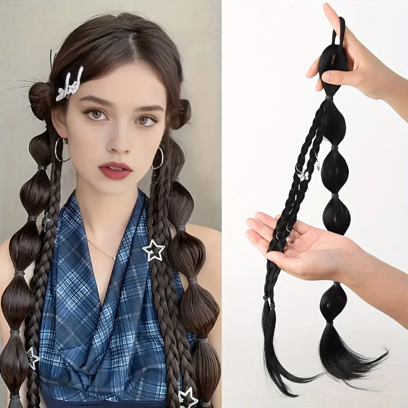 

Aosiwig синтетический фонарь плетеный хвост женский хвост наращивание волос термостойкий парик милый двойной хвост пузырьковый парик