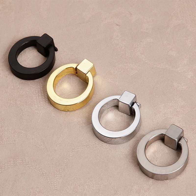 

European Style Single Hole Pull Ring Round Button Modern Minimalist Bedside Table Wardrobe Door Wine Cabinet Drawer Handle Knobs