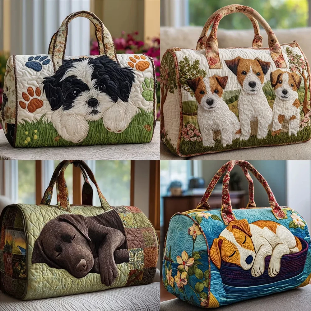 

Мужская и женская стеганая дорожная сумка-даффл с забавным принтом собак, персонализированная, для путешествий, на выходные