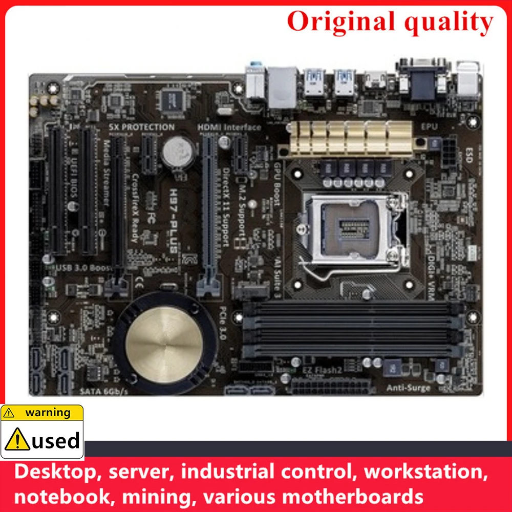 Desktop Mainboard Usado para H97-PLUS, LGA 1150, DDR3, 32GB, ATX para Intel H97, SATA III, USB 3.0