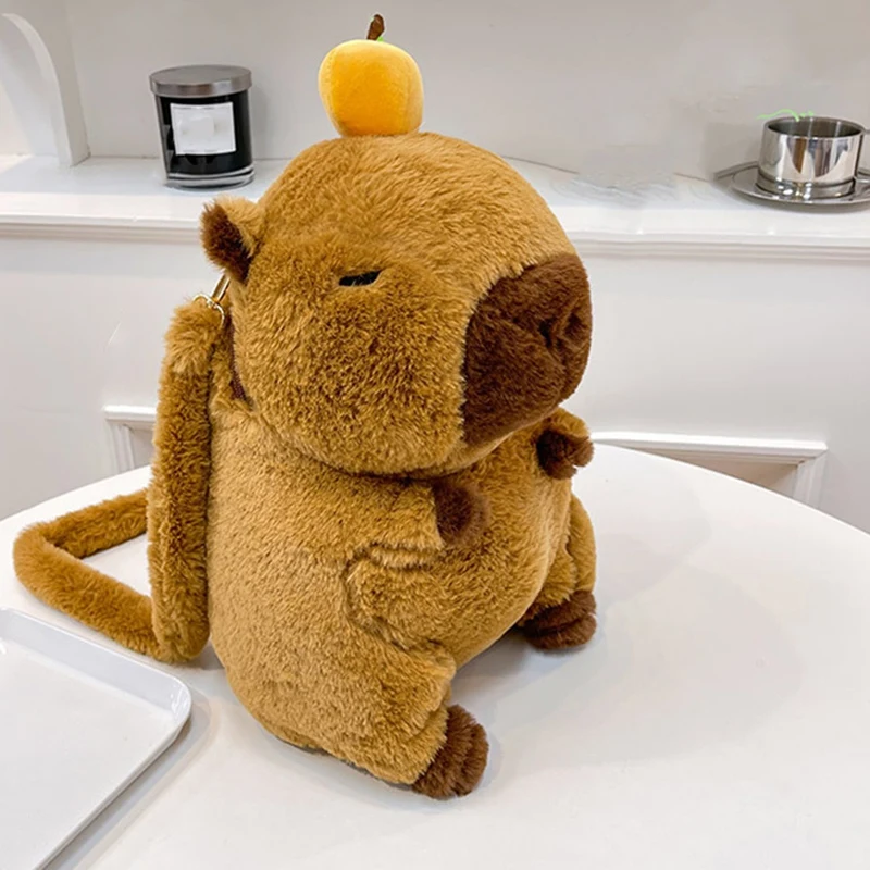 Capybara-Sac à dos en peluche pour enfants, sac en fourrure de beurre, mini sac à dos initié, mode Kawaii