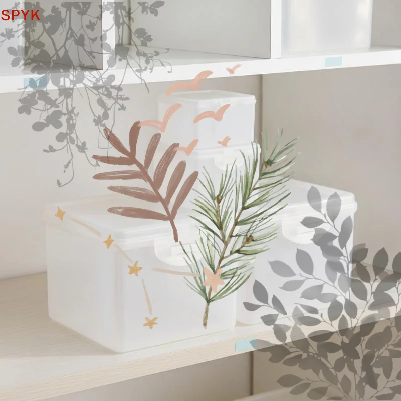 1Pc With Lid Storage Box Rectangular Shape Multi-Purpose Storage Case Plastic Clear Small Thing Container