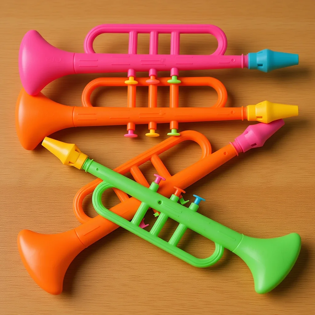 4 قطعة آلة موسيقية بلاستيكية لمحاكاة البوق للأطفال هدية حفلة عطلة أدوات صغيرة ملونة مدمجة