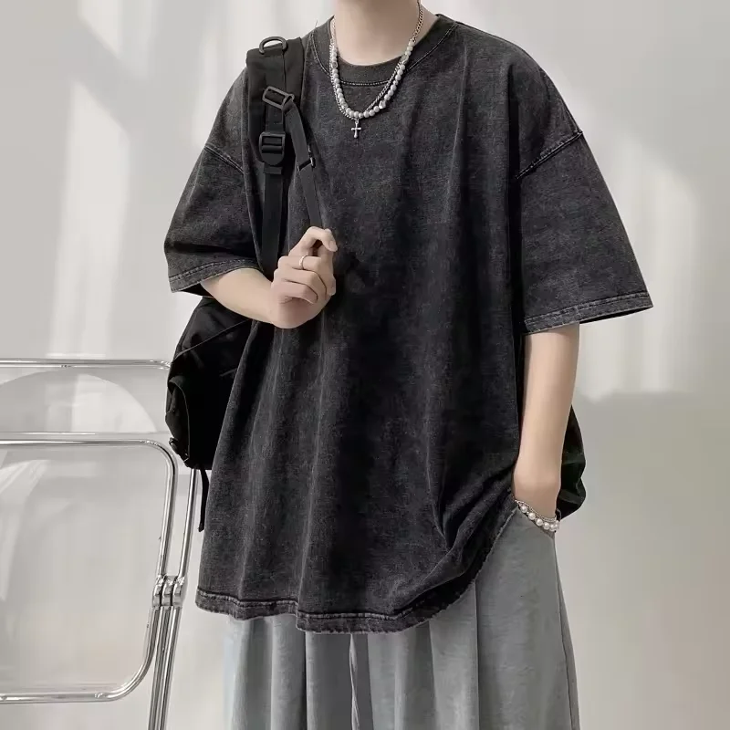 

Качественная мужская футболка оверсайз с эффектом кислотной стирки, винтажные футболки, уличная одежда, футболки с минеральной обработкой, свободные топы для мужчин и женщин, люксовый бренд