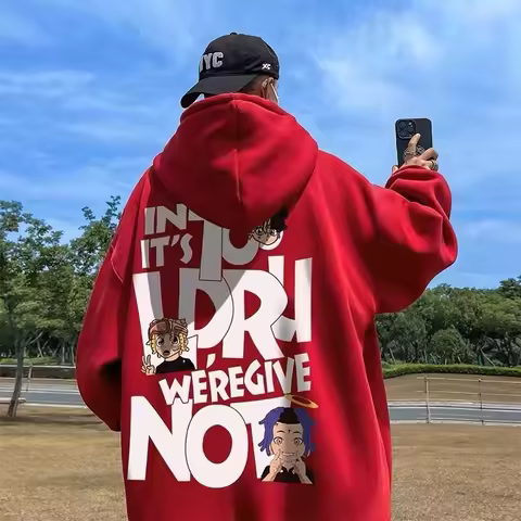 8XL Hoodie Pullover Loose Fit Hip Hop Trendy Singer Alphabet American Men's Clothing And Couple Fashion