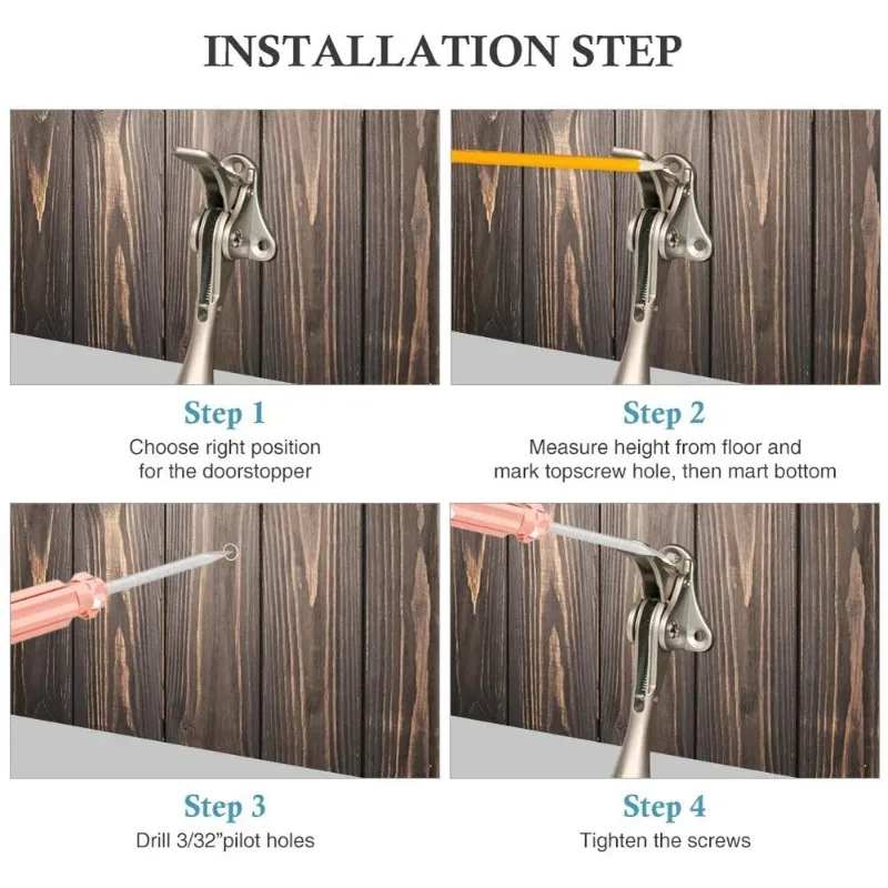 سدادة باب من سبائك الزنك شديدة التحمل مع طرف مطاطي غير قابل للانزلاق وأجهزة حماية جدارية مخفية #6
