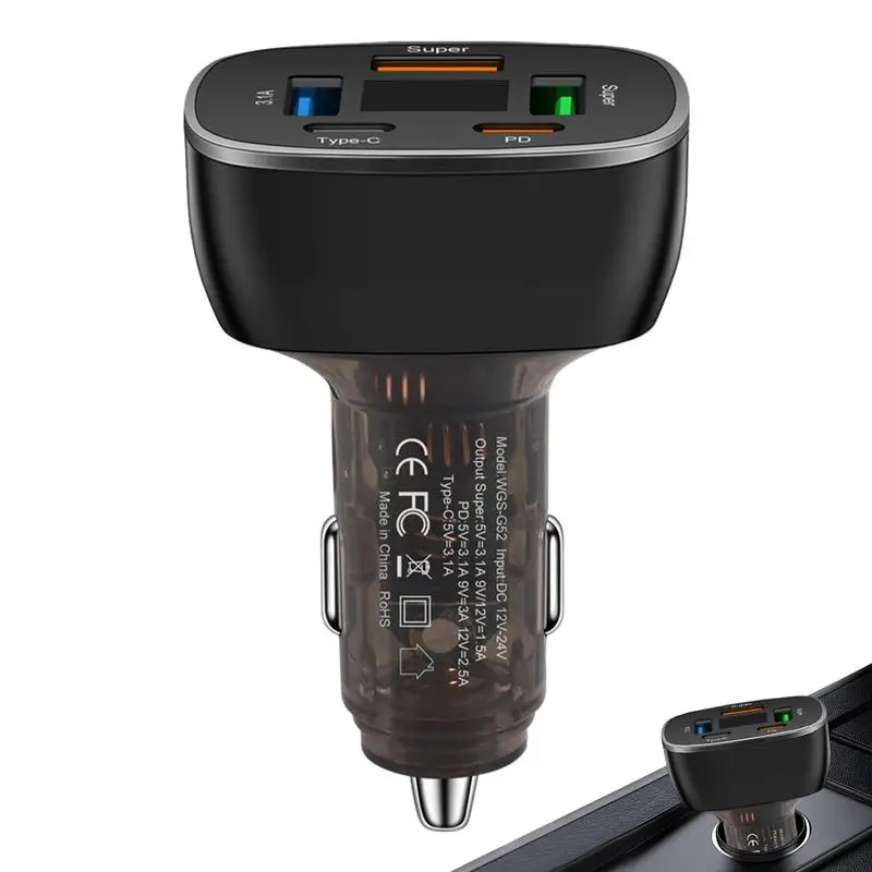 USB C Car Charger 95W 5 Ports Super Fast Car Charger Adapter Type C Car Charger Compatible With Phone