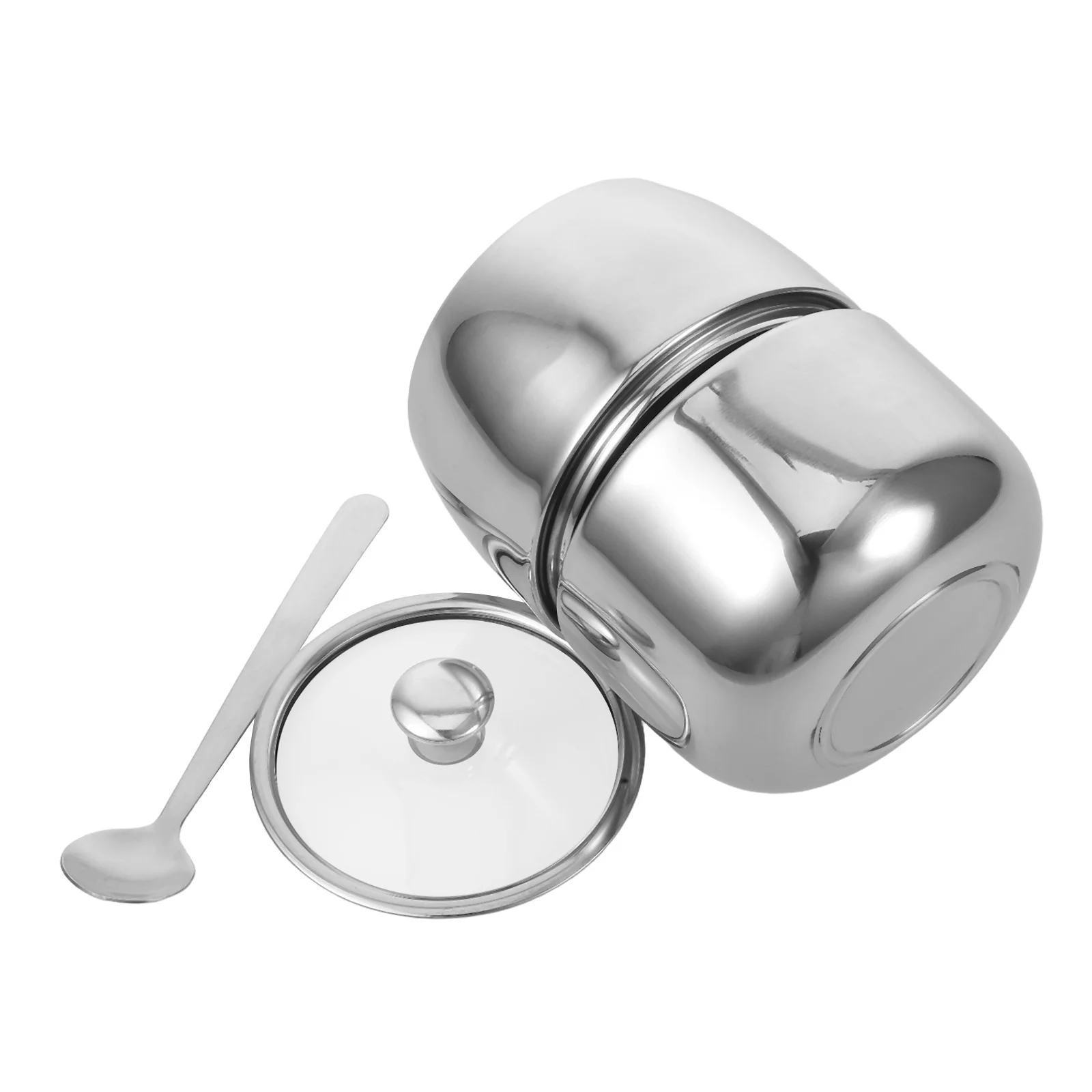 

1 Set Stainless Steel Seasoning Jar Spice Storage Container Spoon Lid Transparent Design Kitchen Condiment Organizer Salt Sugar