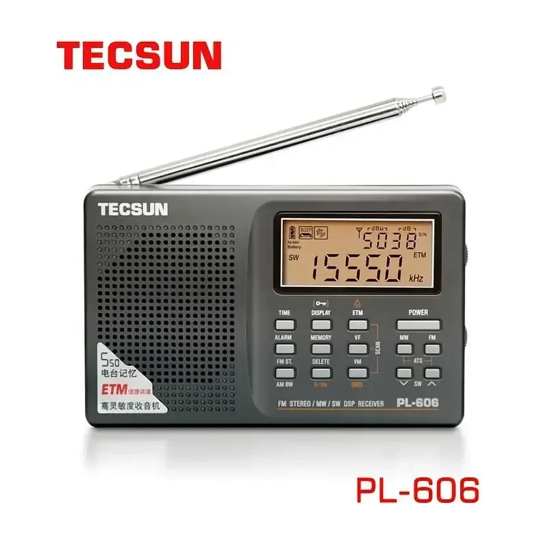 Tecsun PL-606 DSP Radio FM Stereo/MW/SW/LW Radio Receiver Digital Full-band FM Stereo Portable Radio Tecsun PL606