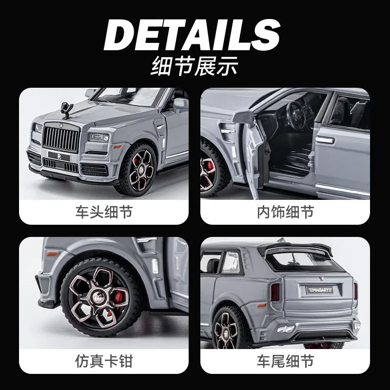 1:36 Rolls-Royce Cullinan lega modello di auto simulazione giocattoli pressofusi veicoli in metallo con suono e luce Pull Back Collection regali