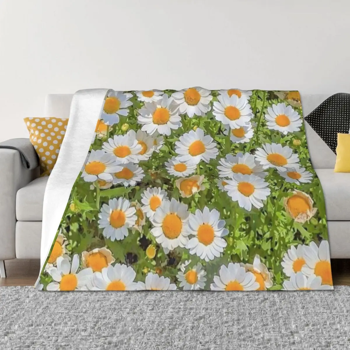 

Field of Daisies Throw Blanket Vintage Beautifuls Hairys Shaggy Blankets