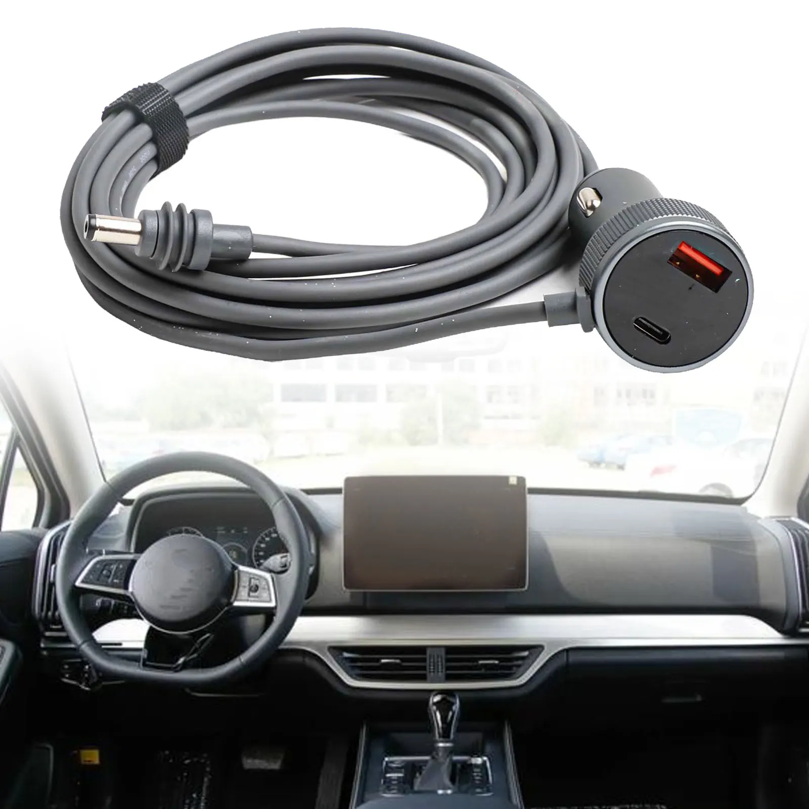 300cm For Starlink For Mini Dual USB Car Charger 12V-24V With DC Cable Voltmeter With USB-C Port 65W PD Fast Charge Port