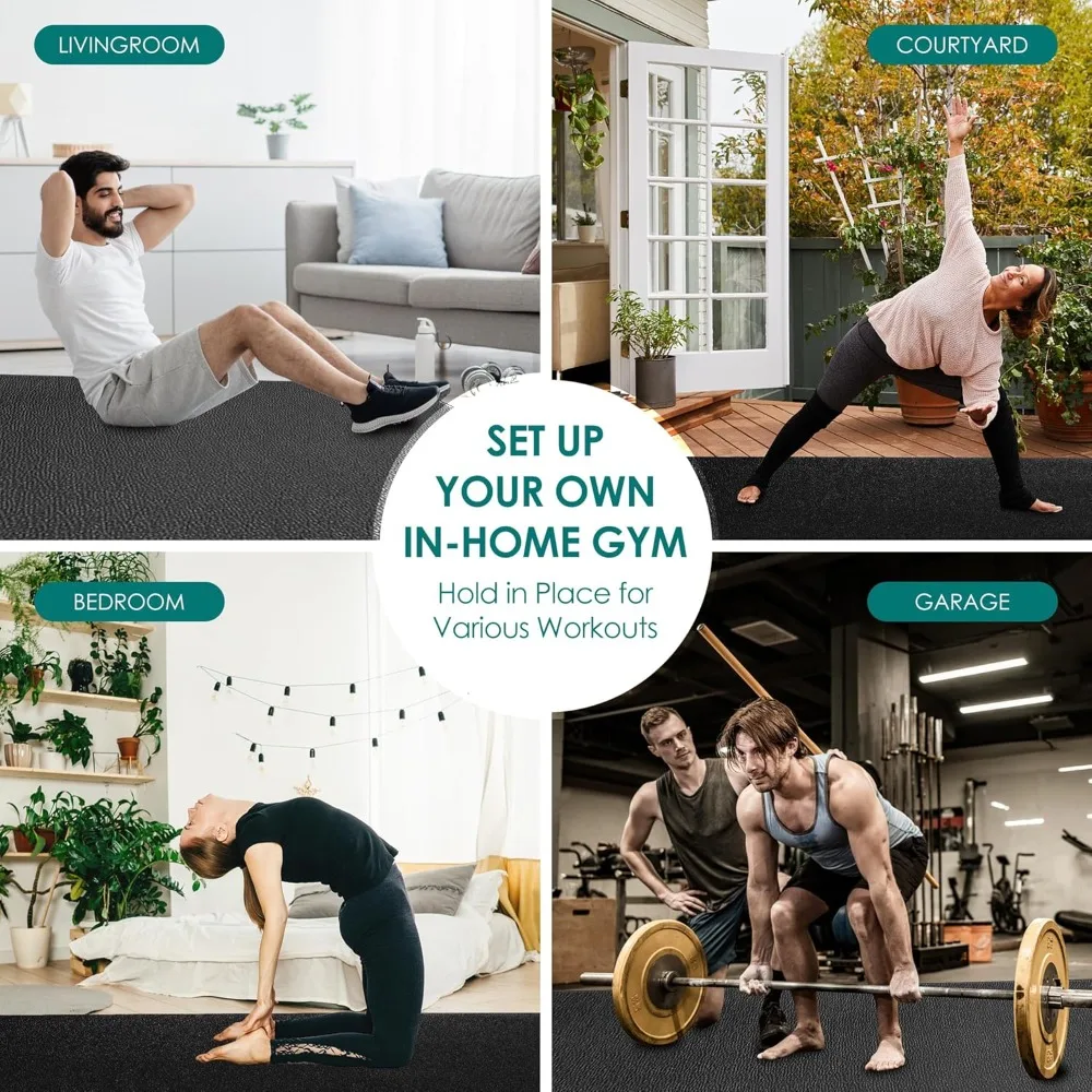 حصيرة تمرين كبيرة جدًا 8x6/8x4/6x4 عالية الكثافة غير قابلة للانزلاق أرضيات للتمرين للمنزل وصالة الألعاب الرياضية وقلب MMA HIIT #4