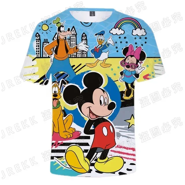 Disney Boy Girl T-shirts Mickey Mouse Donald Duck Men's T-shirts 3D Print Short Sleeve Oversized Men's T-shirts New Men Clothing