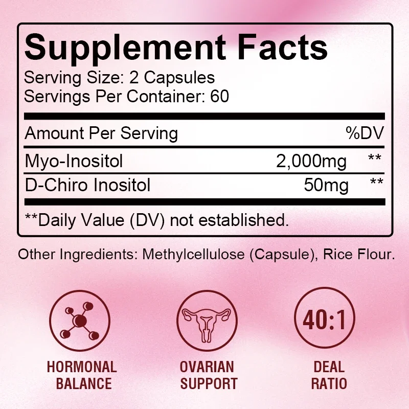 Myo & D-Chiro Inositol Supplement 2050mg - Regulate Menstrual Cycle Fertility Supplements for Women, Hormonal Balance