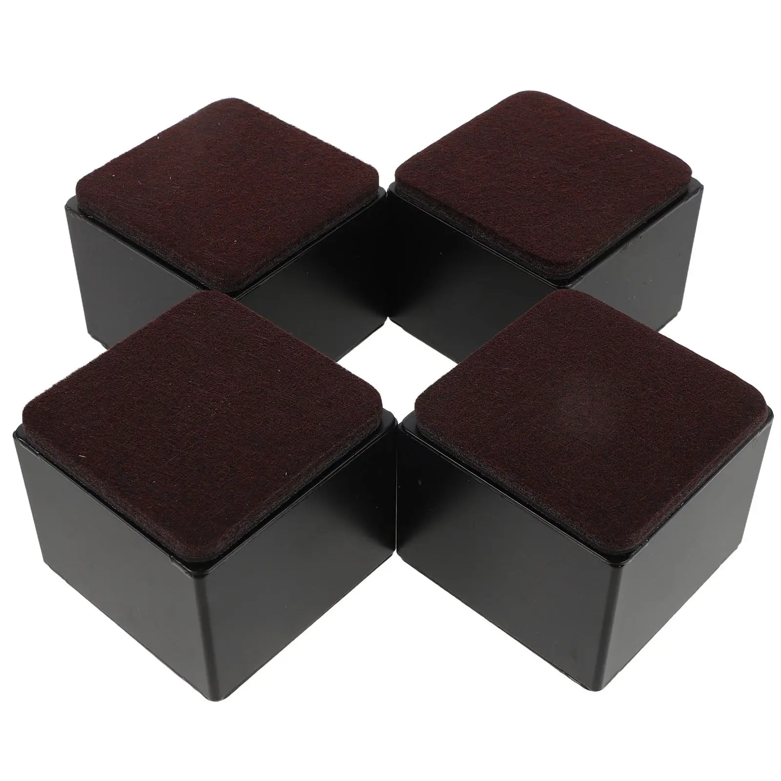 4Pcs Self-Adhesive Furniture Risers Bed Support Risers Chair Elevate Blocks Anti Slip Black Boosters Felt Bottom Bed Feet Lifter