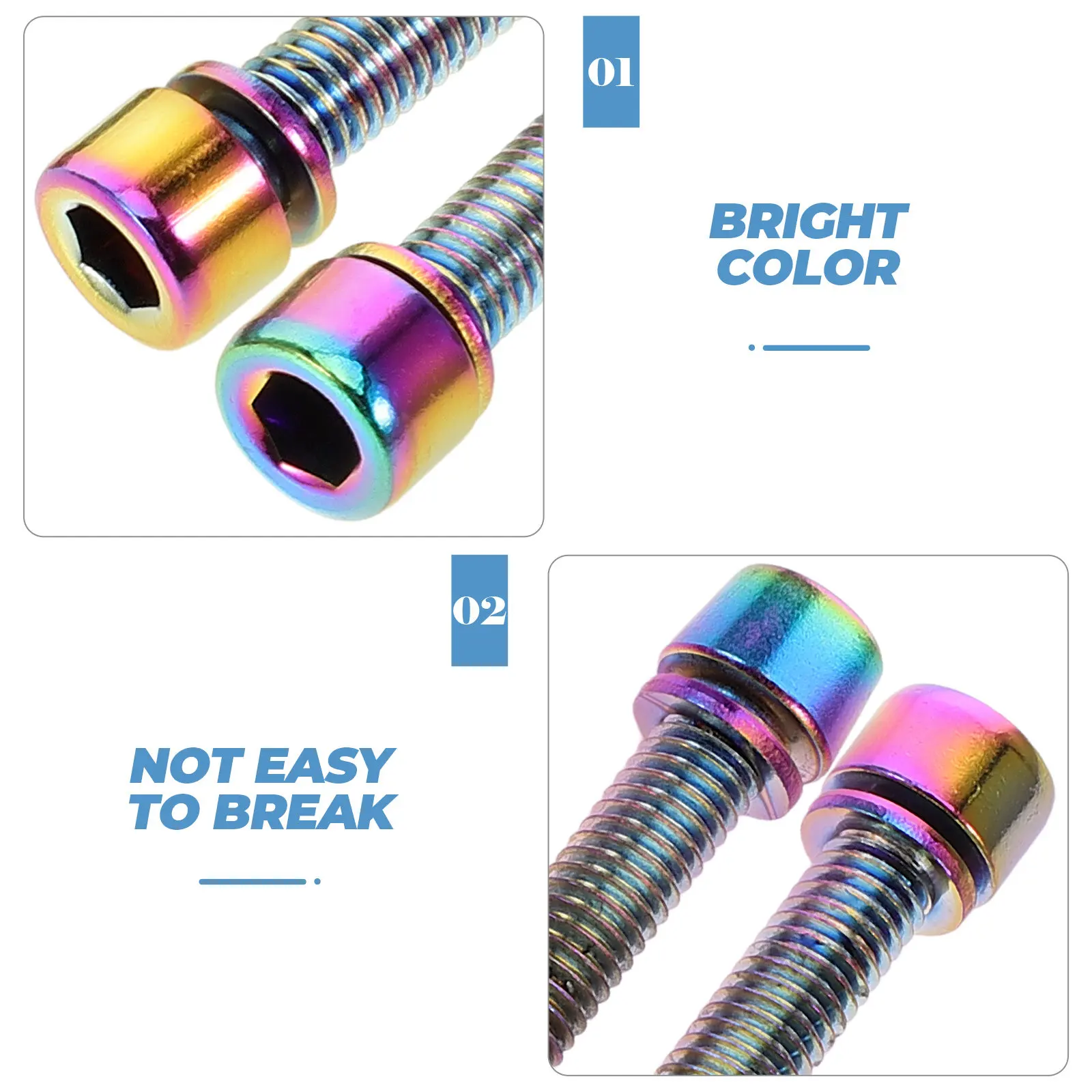 6Pcs Titanium Steel Bicycle Stem Bolts M5x17mm Hexagonal Tapered Bike Handlebar Stem Screws for Mtb Road Bike Secure Fit