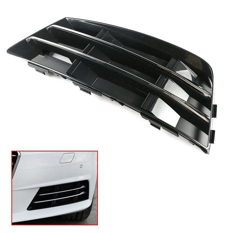 8W0807681R 8W0807682R Front Bar Lower Center Grille Chrome Fog Light Grille Cover Auto For  A4 B9 2016-2017