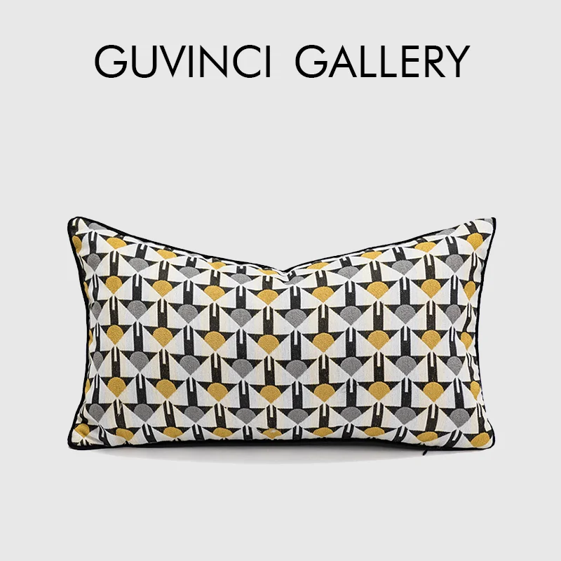 GUVINCI Bohemian Design Throw Pillow Cover Mosaic Tiles Geometric Pattern Jacquard Cushion Case 45x45cm Insta Popular Home Decor