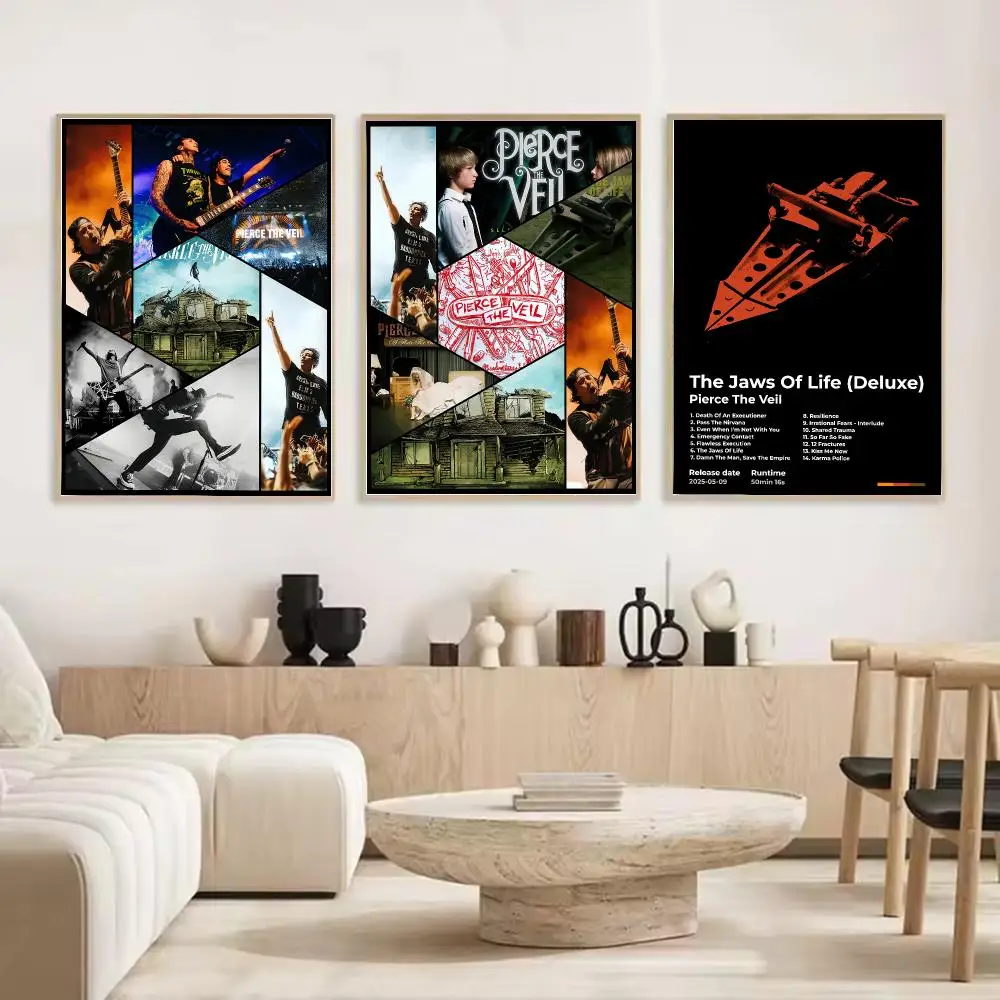 Rock Band P-Pierce The Veil Painting Calligraphy Stylish Canvas Poster Wall Art for Living Room Bedroom Cafe Office Decor Gift