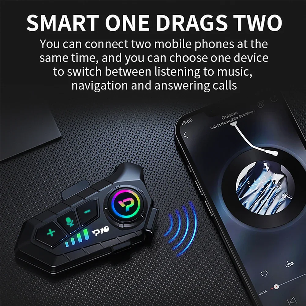 Kebedumei Bluetooth5.3 Motorcycle Helmet Headset Wireless Hands-free Call Phone Kit Waterproof Earphone MP3 Music Player Speaker image 2