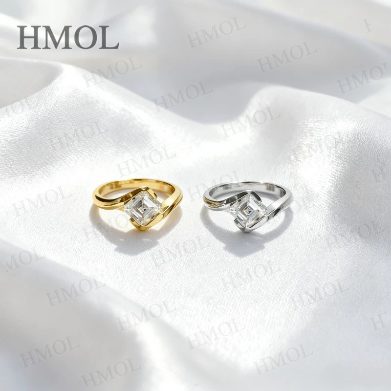 

Asscher Cut Moissanite Ring 1-3ct White Gold Yellow Gold Art Deco Style Engagement Ring Wedding Gift for Women