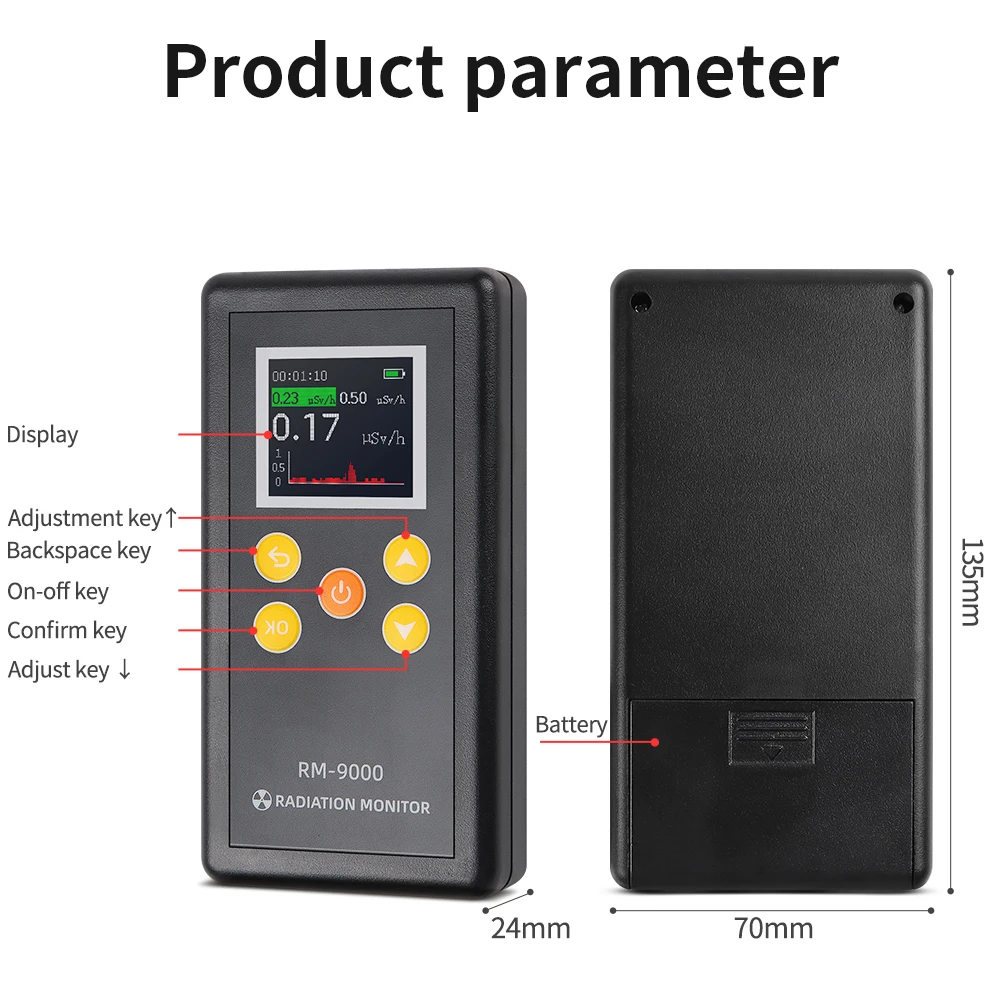 Nükleer radyasyon dedektörü radyasyon dozimetre monitör Geiger sayacı RM-9000 hastane laboratuvar ev endüstriyel kullanım için