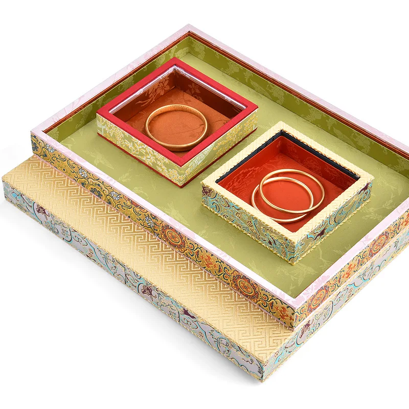 High-end Jade Bracelet Display Tray Counter Pendant Bracelet Viewing Tray Embroidered Fabric Jewelry Display Storage Props