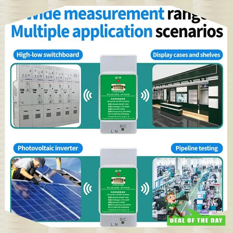 تسليم 24 ساعة Peacefair PZIOT-E02 التيار المتناوب مرحلة واحدة Din السكك الحديدية متر واي فاي الطاقة السلطة متر الكهربائية Wattmeter Tasmota Esphome F