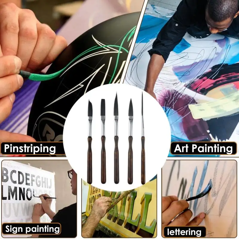 1/5Pcs Pinstriping Brush High Performance Detail Brush Portable Watercolor Oil Painting Brushes For Art Drawing Hand-painted