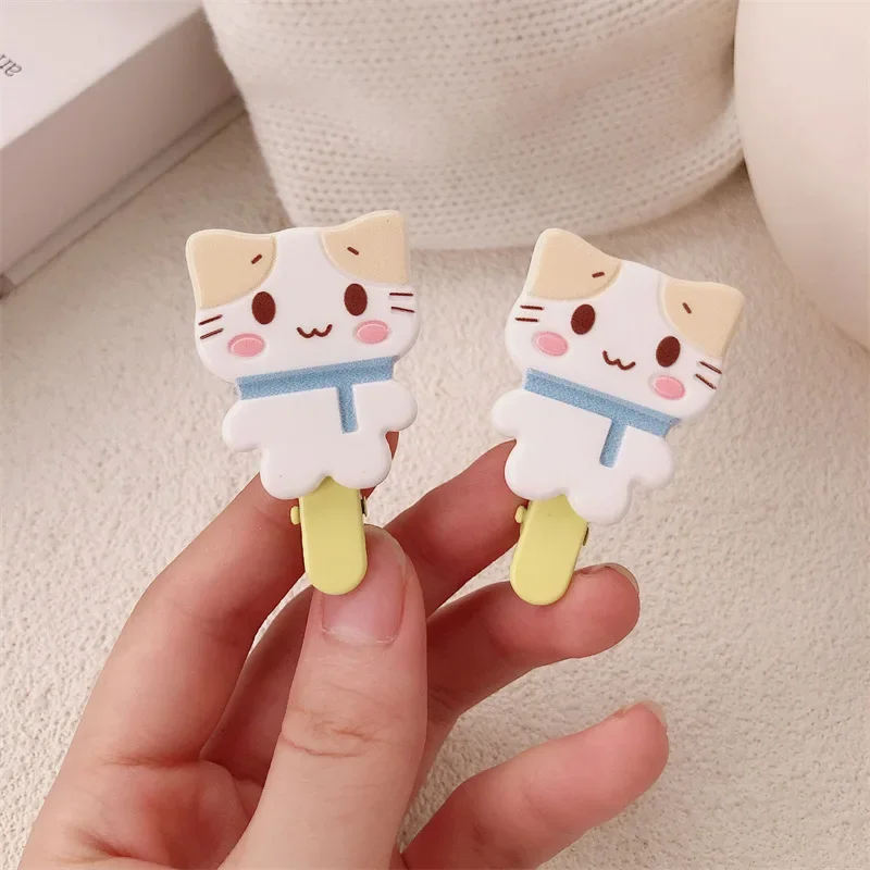 2 قطعة/الوحدة Kawaii الكرتون القط مشبك شعر غطاء الرأس إكسسوارات الشعر باريت هريرة BB مقاطع الفتيات