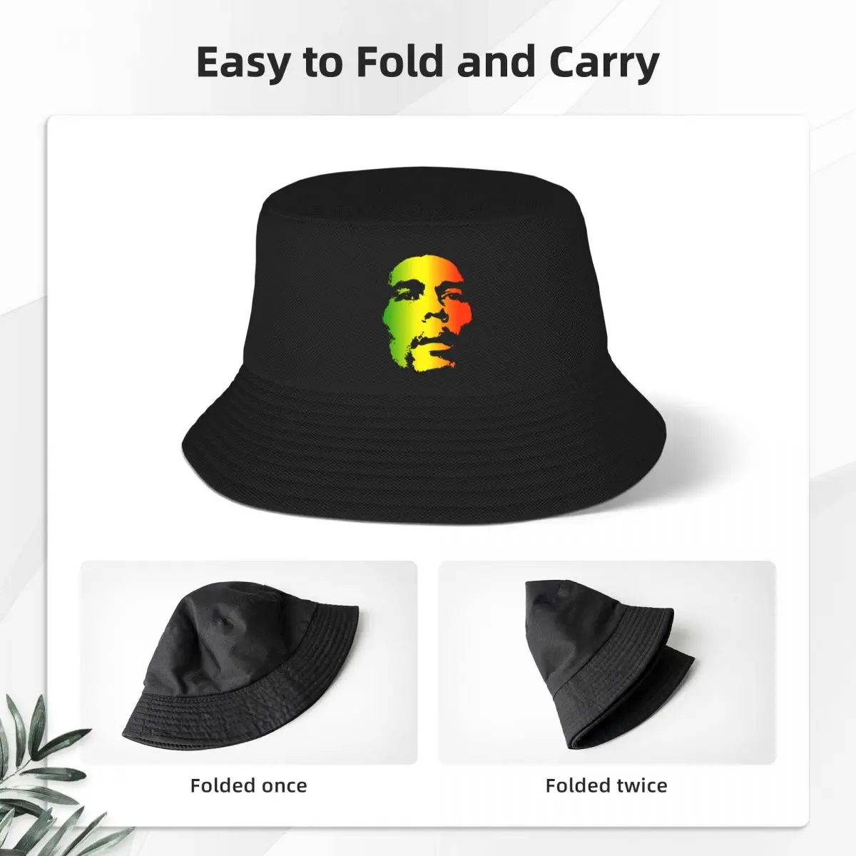 Custom Jamaica Singer Reggae Rock Bob Marley Bucket Hat Men Women Fashion Summer Beach Sun Fisherman Cap