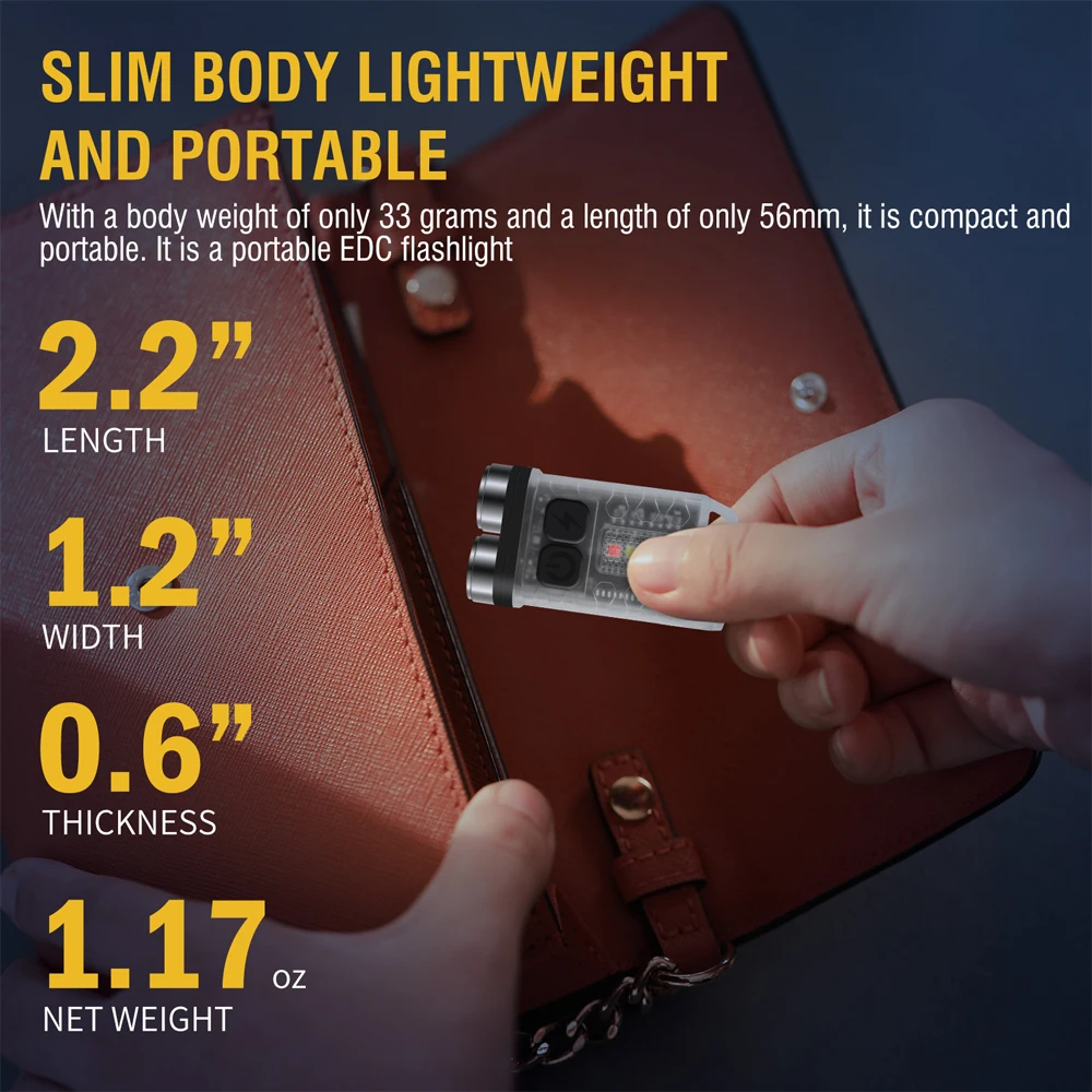 BORUiT V3 EDC Flashlight 900 Lumens Keychain Light Handheld Portable Torch Type-C Charging Port Emergency Work Camping Lantern