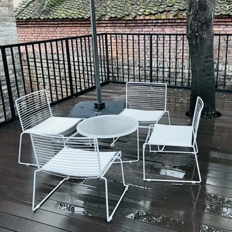 

Nordic Dining Chairs Luxury Iron Modern Side Chair Minimalist Patio Bistro Seating Outdoor Balcony Leisure Chair Home Furniture
