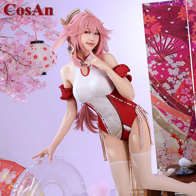 CosAn Hot Game Genshin Impact Yae Miko Cosplay Costume Sweet Lovely Swimsuit Female Activity Party Role Play Clothing