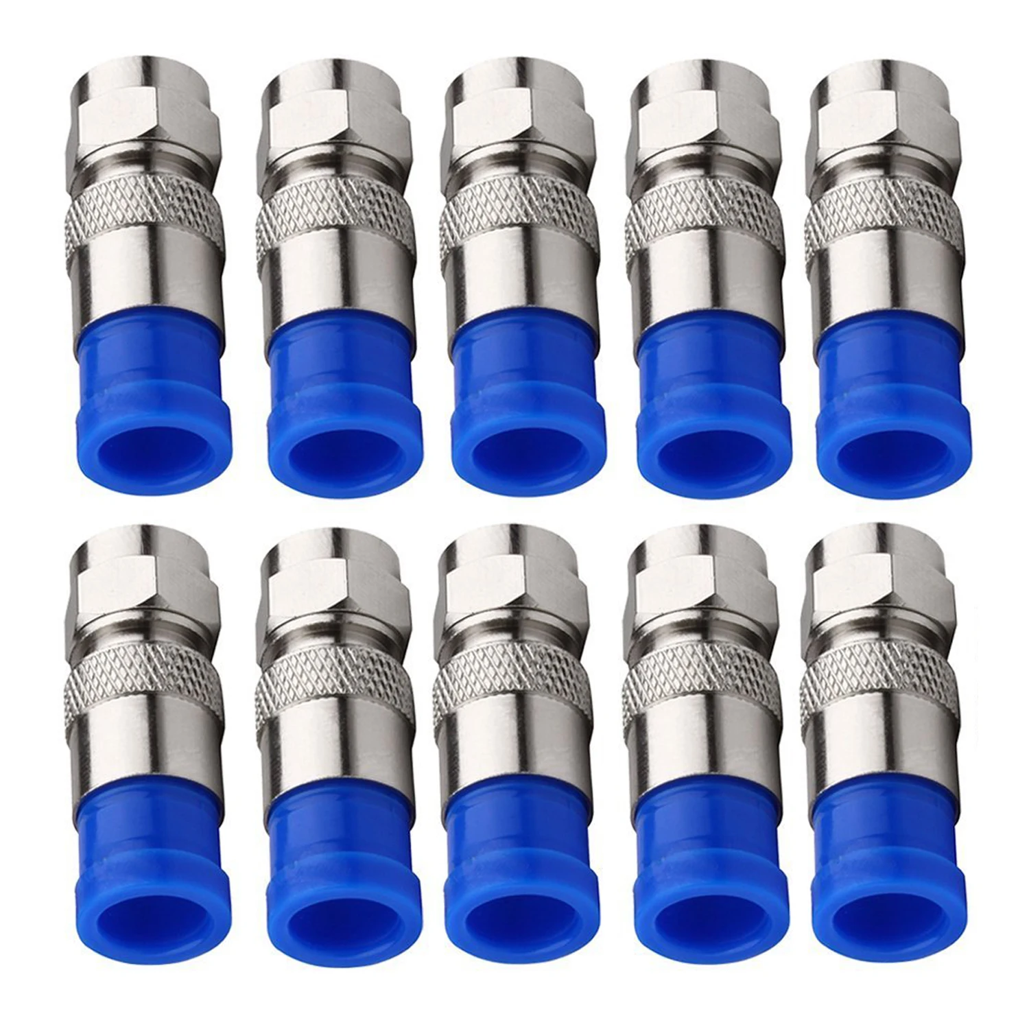 10Pcs RG6 Compression Connectors Waterproof Connection F Compression Connector Coax Cable Coaxial Compression Tool