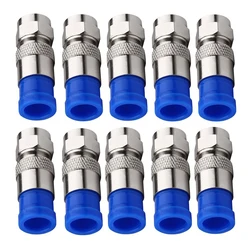 Conectores impermeáveis de compressão coaxial Conexão coaxial Ferramenta de compressão coaxial Conexão RG6, 10pcs