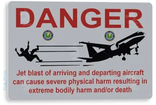 Danger Jet Blast Aviation Sign, Airport Warning Caution Tin Sign B558