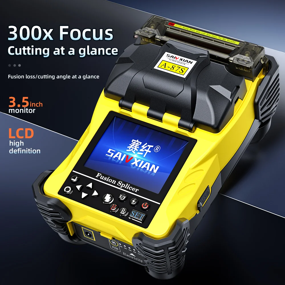 SAIVXIAN A-87S yellow fiber optic fusion splicer Full set hot melt machine fully automaticfusion splicer fiber optic cable