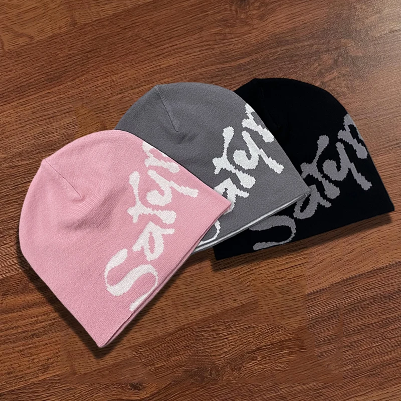 Frühlingsmütze mit Buchstabenmuster, doppelseitig, Jacquard, einlagig, leicht, Kapuzenmütze, Unisex, Streetwear