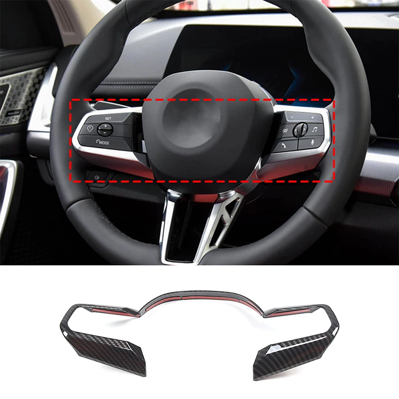 

For BMW X1 IX1 U10 U11 2023-2024 Car Steering Wheel Decorative Frame Sticker ABS Carbon Fiber Interior Accessories