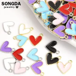 15pcs Small Colorful Alloy Heart Enamel Charm Mini Love Heart Jewelry DIY Accessories Couple Necklace Bracelet Alloy Pendants