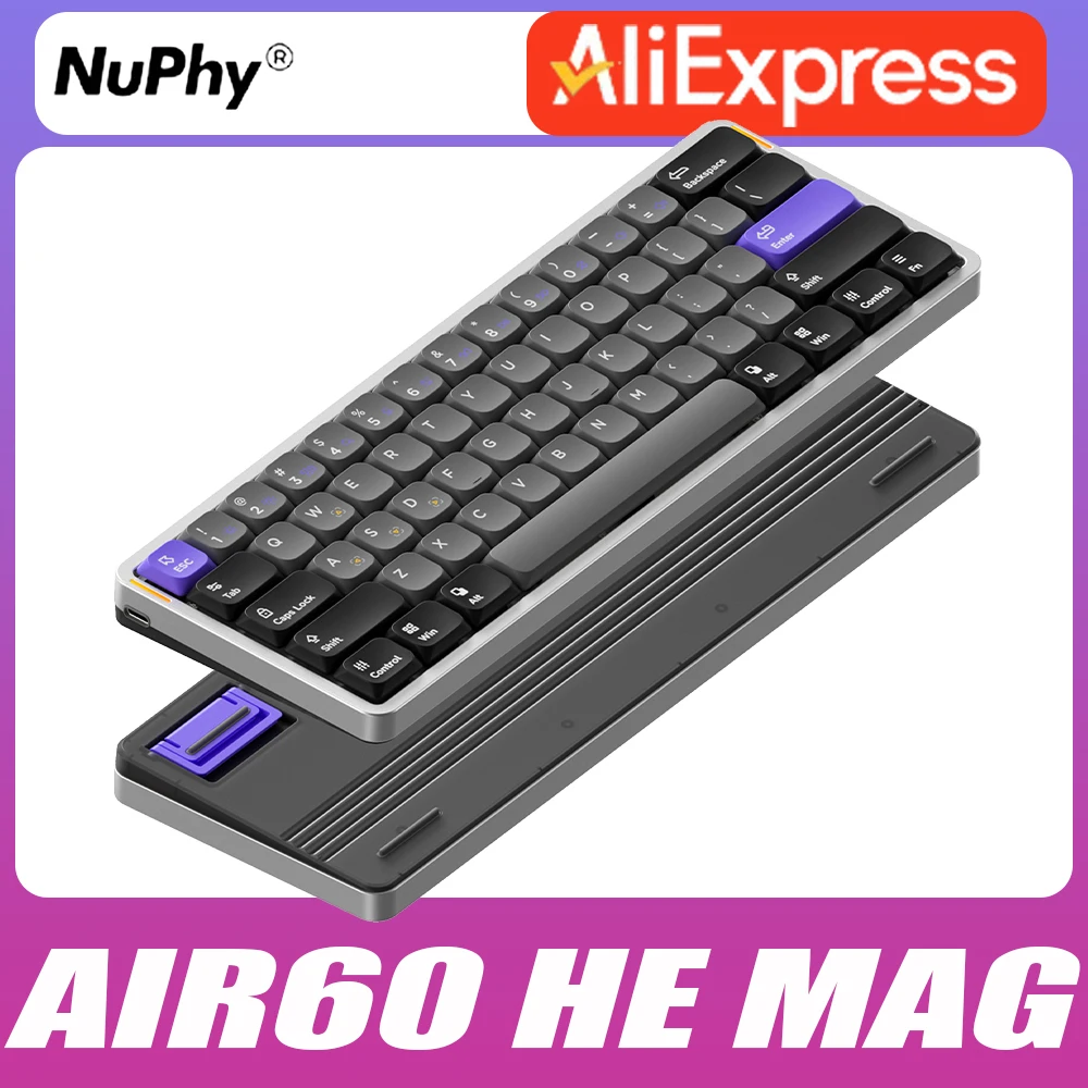 

Клавиатура NuPhy Air60 HE с магнитным переключателем, быстросъемная алюминиевая Проводная игровая клавиатура 8K с очень низкой задержкой, с функцией горячей замены