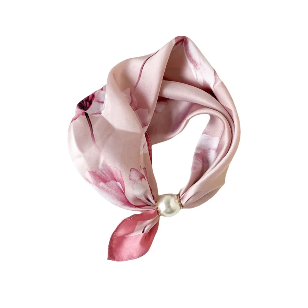 

New Lightweight Silk Scarf Soft Artistic Pearl Buckle Scarf Versatile Breathable Magnetic Clasp Scarf Summer Season