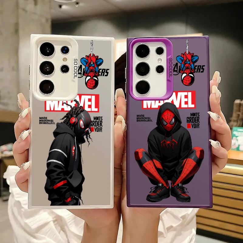 

Marvel Luxury Cool SpiderMan For Samsung A71 A52 A53 A51 A34 A33 A32 A21S A23 A15 A12 A13 A05 5G Colorful Silver Back