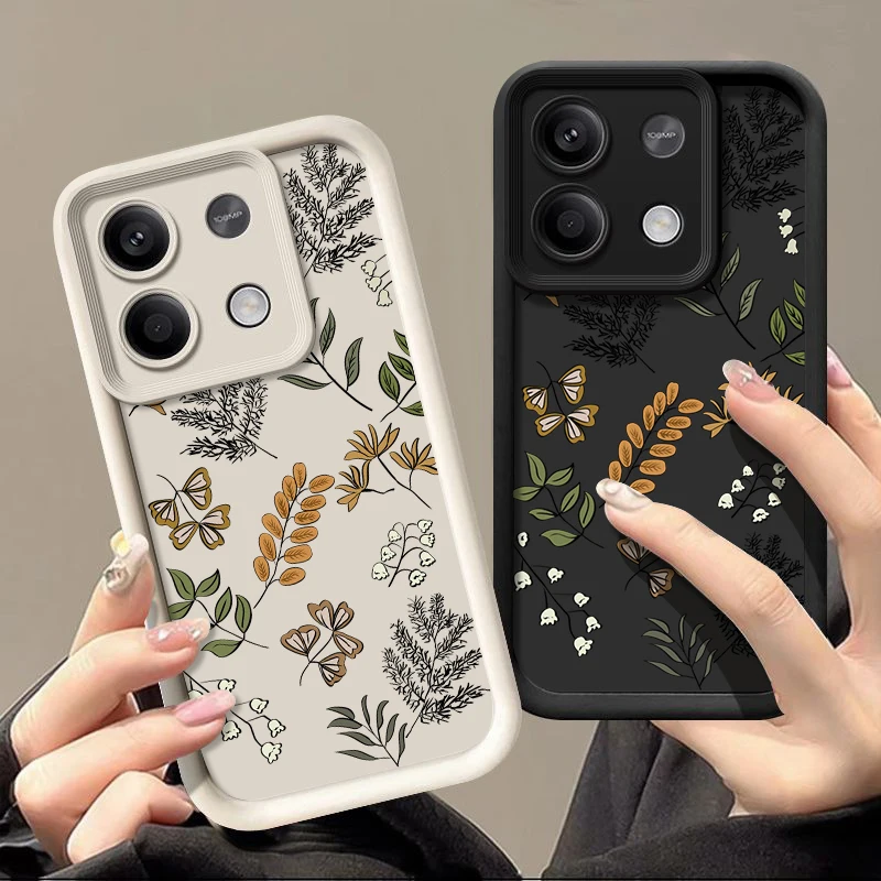 Little Leaf Pattern Phone Case For Xiaomi Poco F6 X6 X5 11T 13T Pro Redmi Note 13 4G 13 12 11 Pro Plus 5G Shockproof Soft Cover